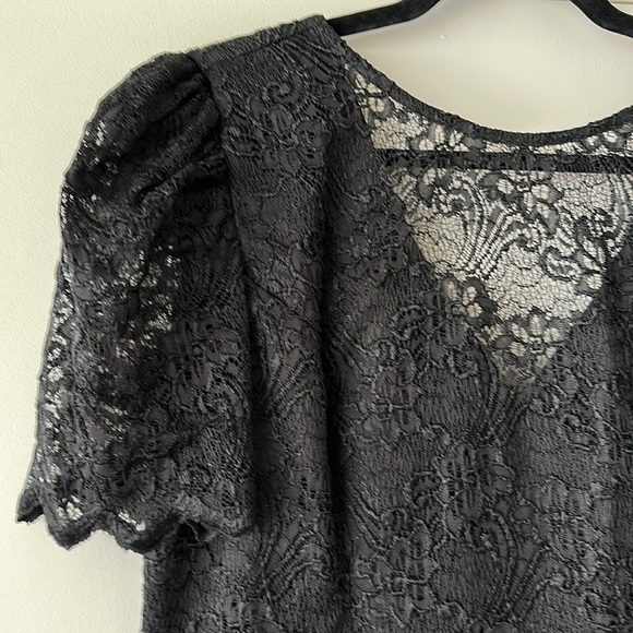 Vintage 80s 90s Black Lace Tiered Dress Size 15-16 by A La Carte California - Picture 3 of 8